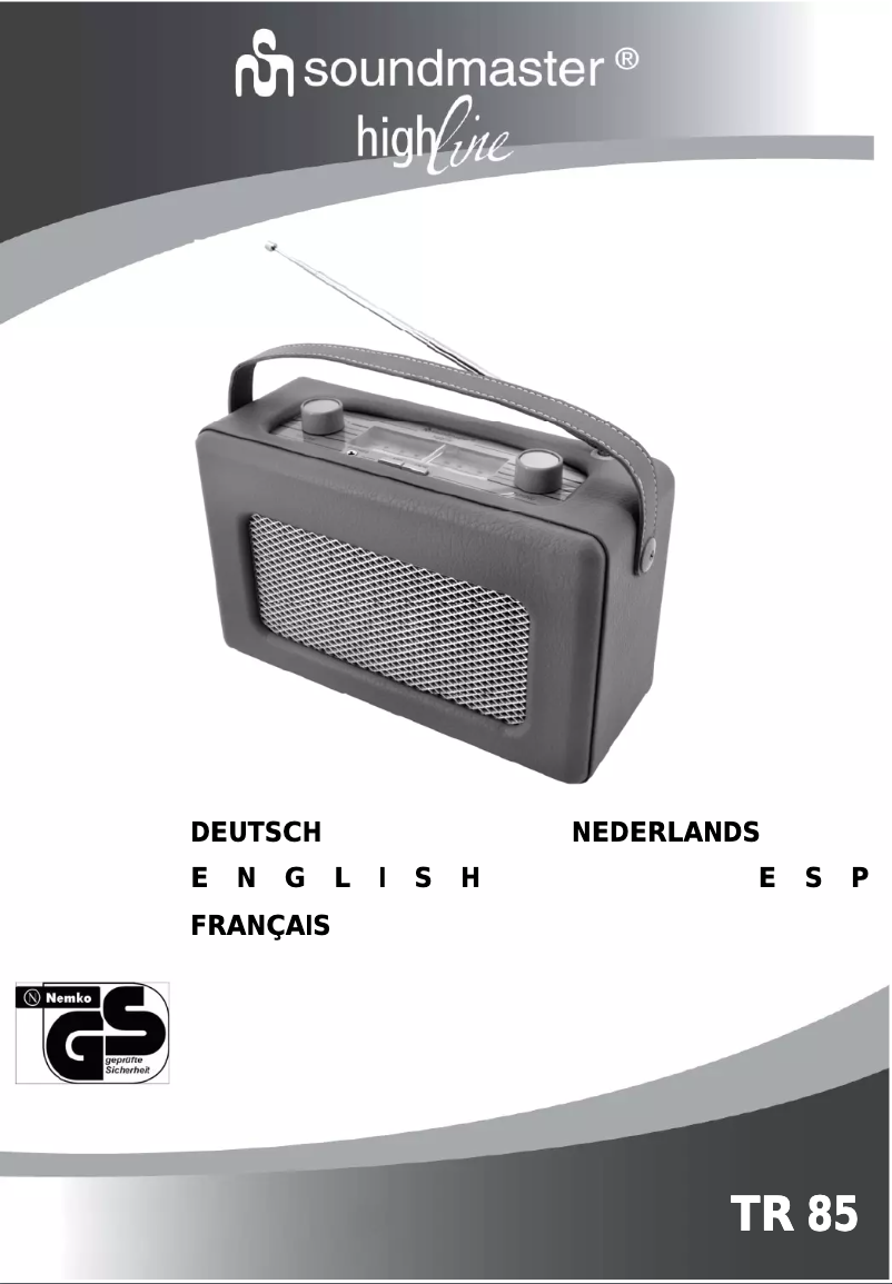 Page n°1 - Manuel utilisateur Soundmaster TR 85