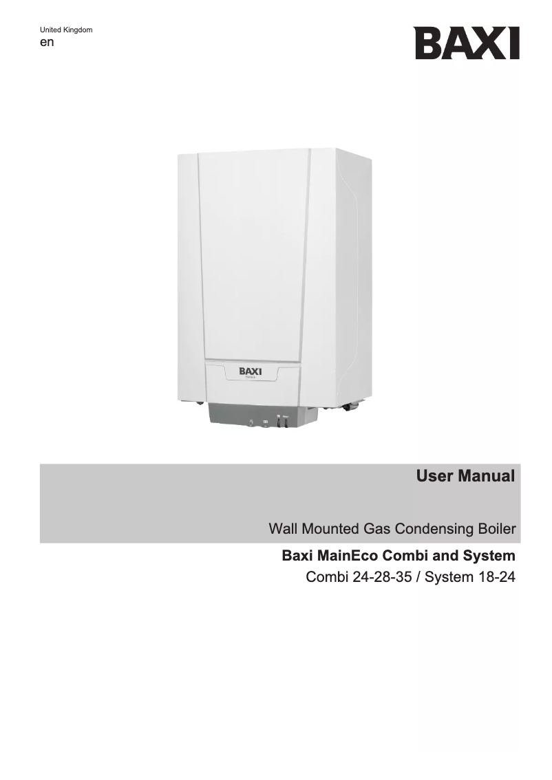 Page 1 de la notice Manuel utilisateur Baxi MainEco Combi 24