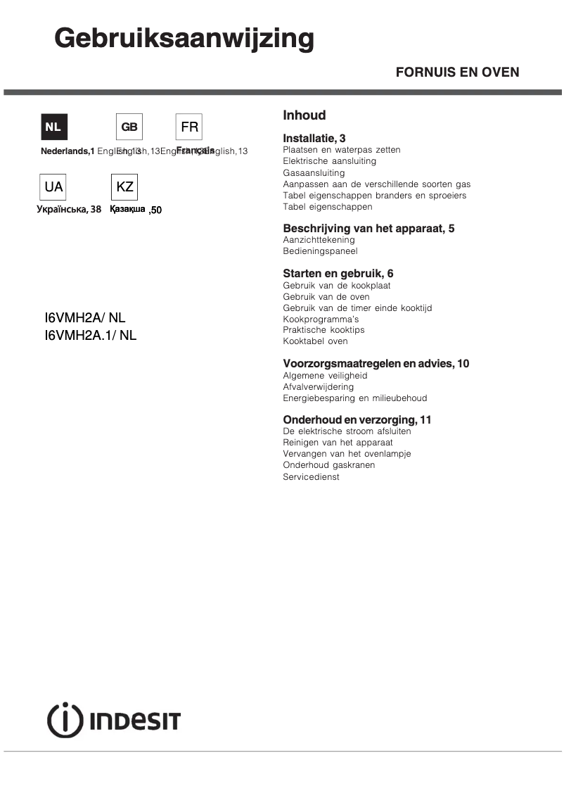 Page 1 de la notice Manuel utilisateur Indesit I6VMH2A.1(W)/NL