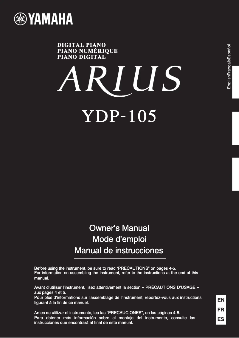 Page n°1 - Manuel utilisateur Yamaha ARIUS YDP-105