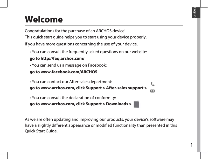 Page n°1 - Manuel utilisateur Archos Helium Lite 101