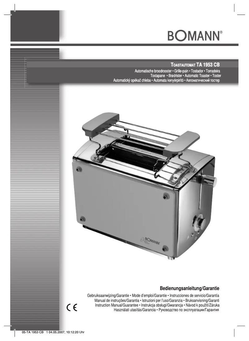 Page 1 de la notice Manuel utilisateur Bomann TA 1953 CB