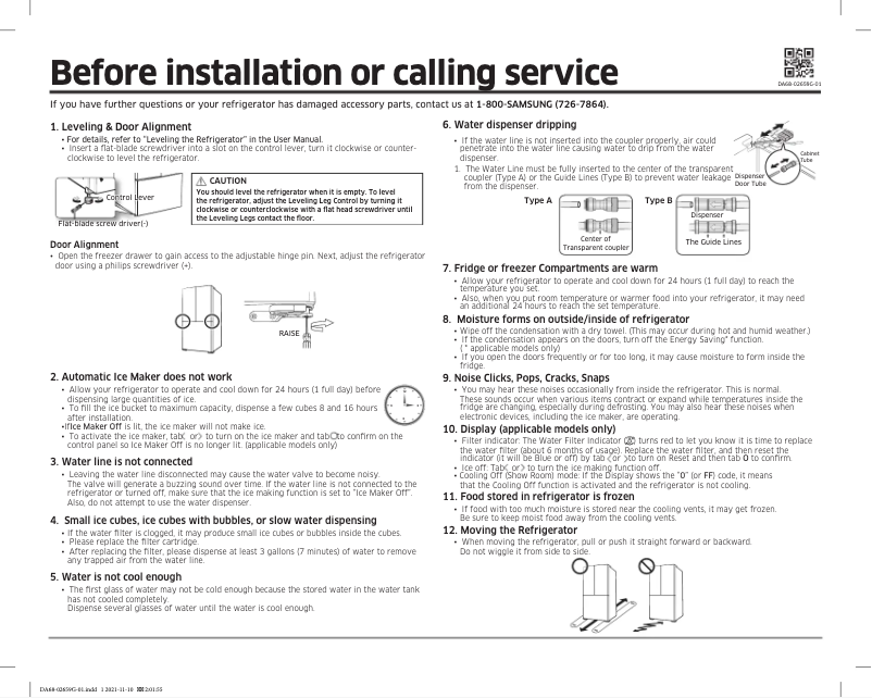 Page 1 de la notice Guide d'installation Samsung RF22A4220S9