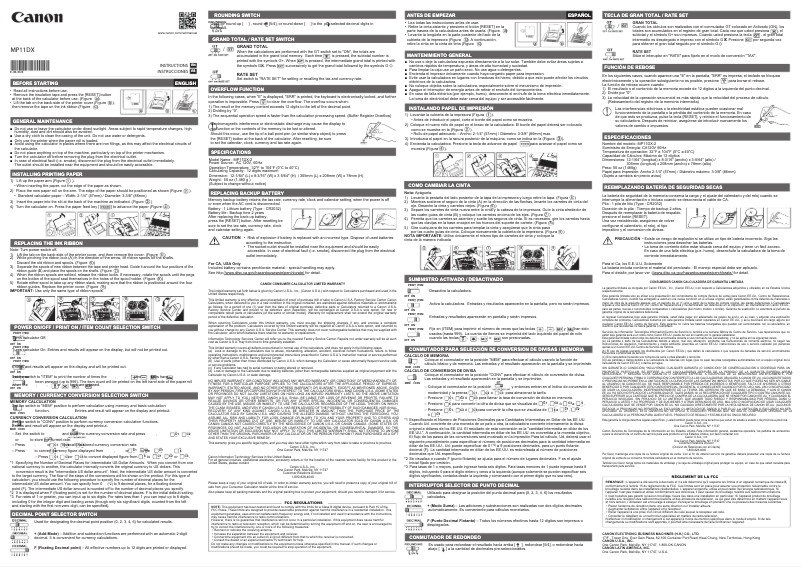 Page 1 de la notice Manuel utilisateur Canon MP11DX-2