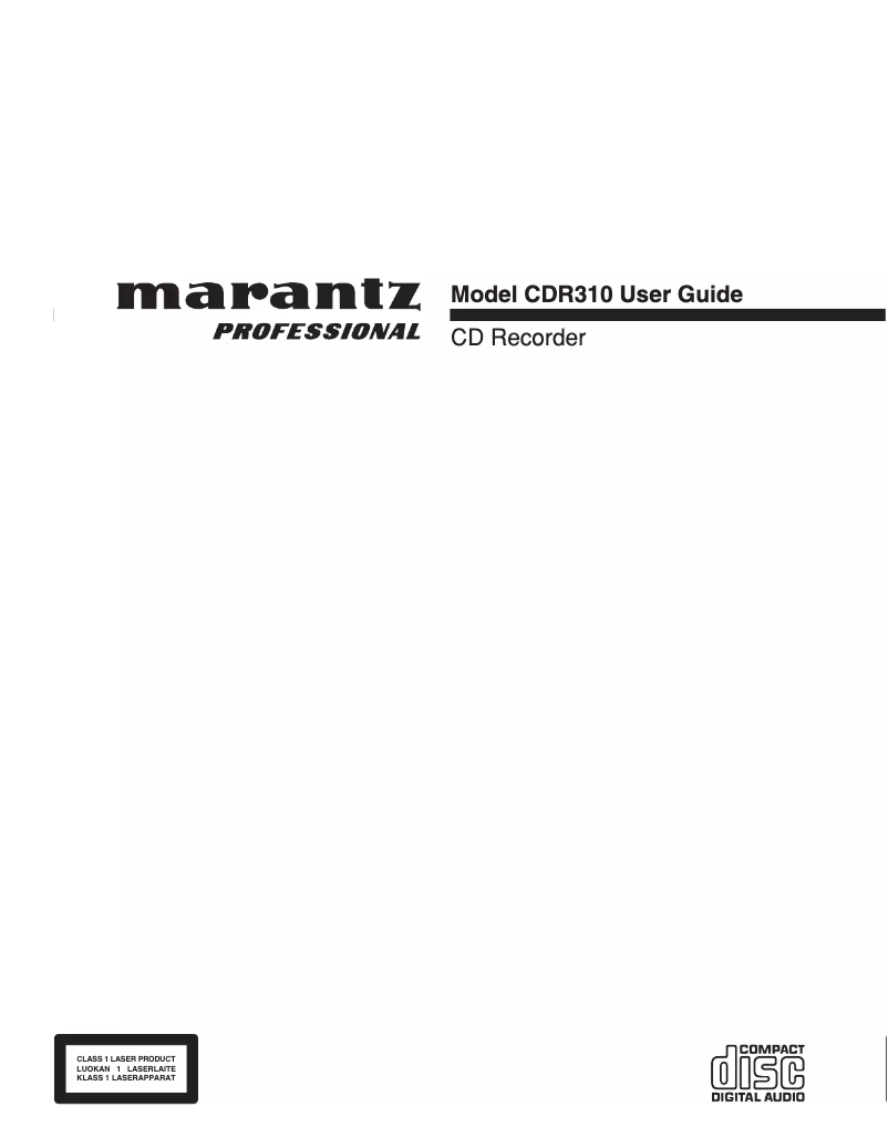 Page 1 de la notice Manuel utilisateur Marantz CDR310