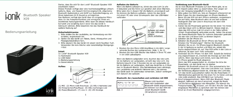 Page 1 de la notice Manuel utilisateur i-onik X09