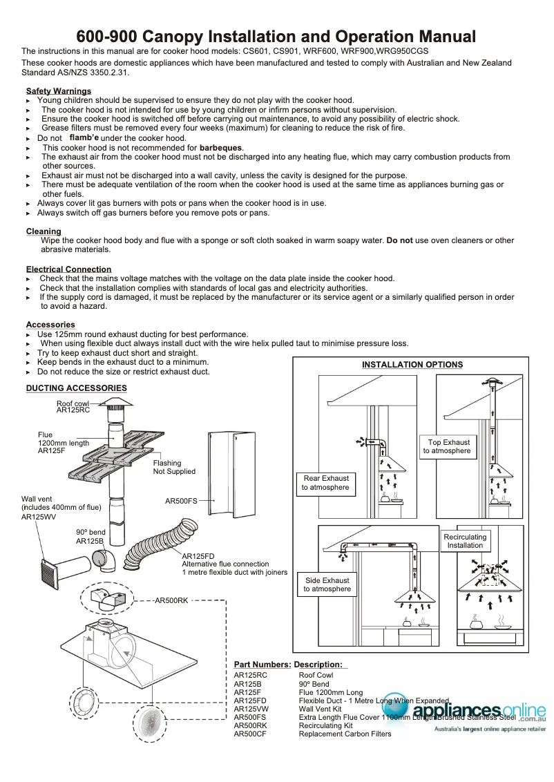 Page 1 de la notice Fiche technique Westinghouse WRF600CS