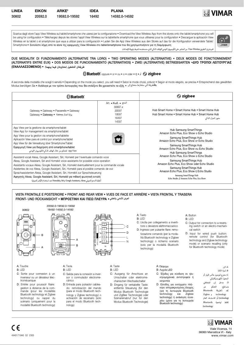 Page n°1 - Instructions / montage Vimar 30802