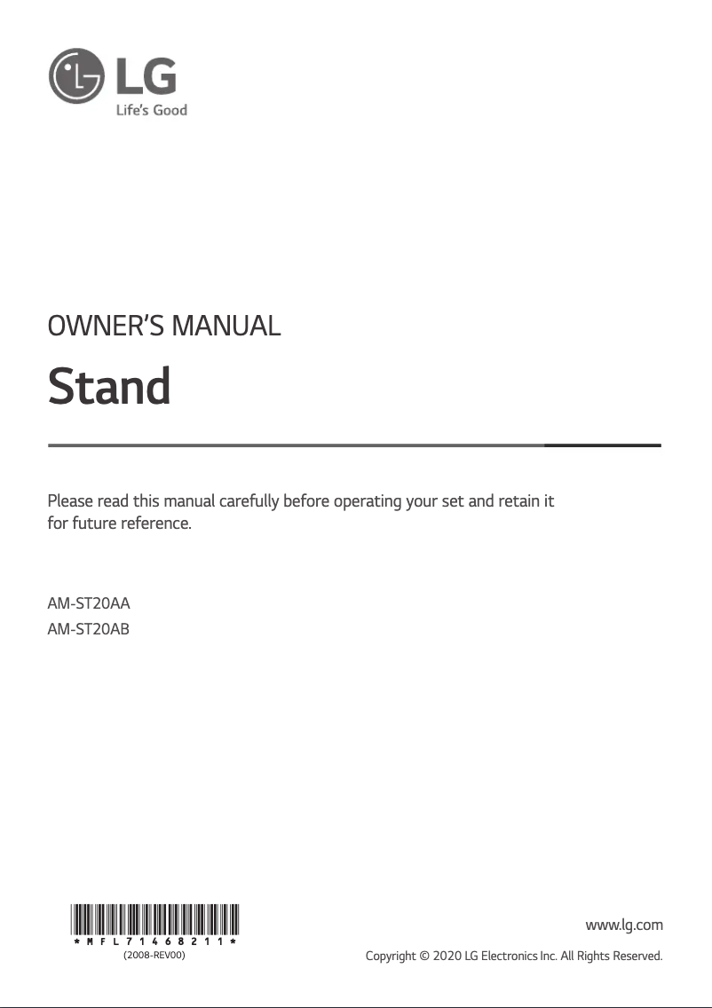 Page n°1 - Manuel utilisateur LG AM-ST20AA