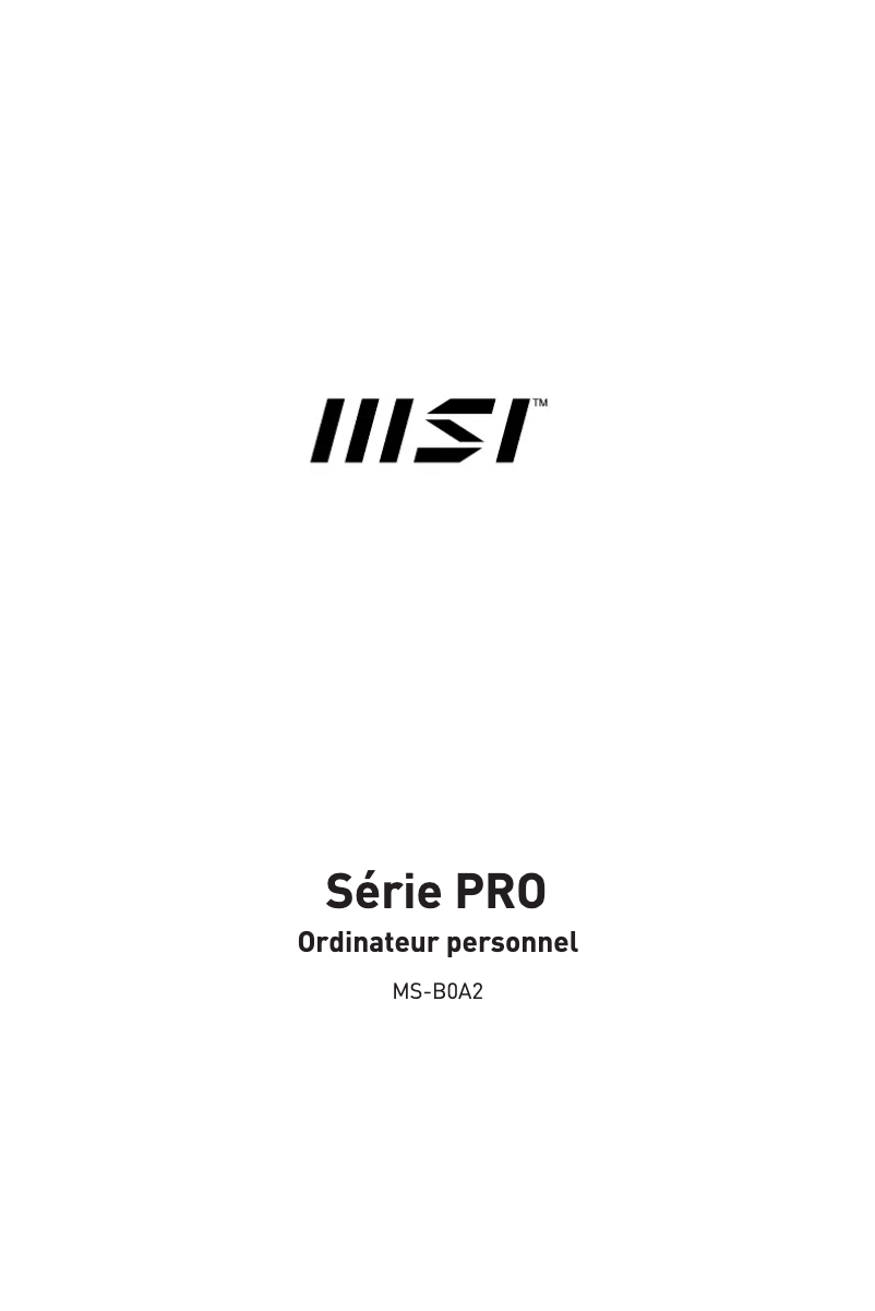Page 1 de la notice Manuel utilisateur MSI PRO DP20ZA 5M