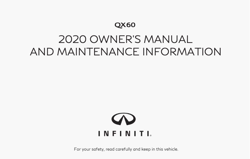 Image de la première page du manuel de l'appareil QX60 (2020)