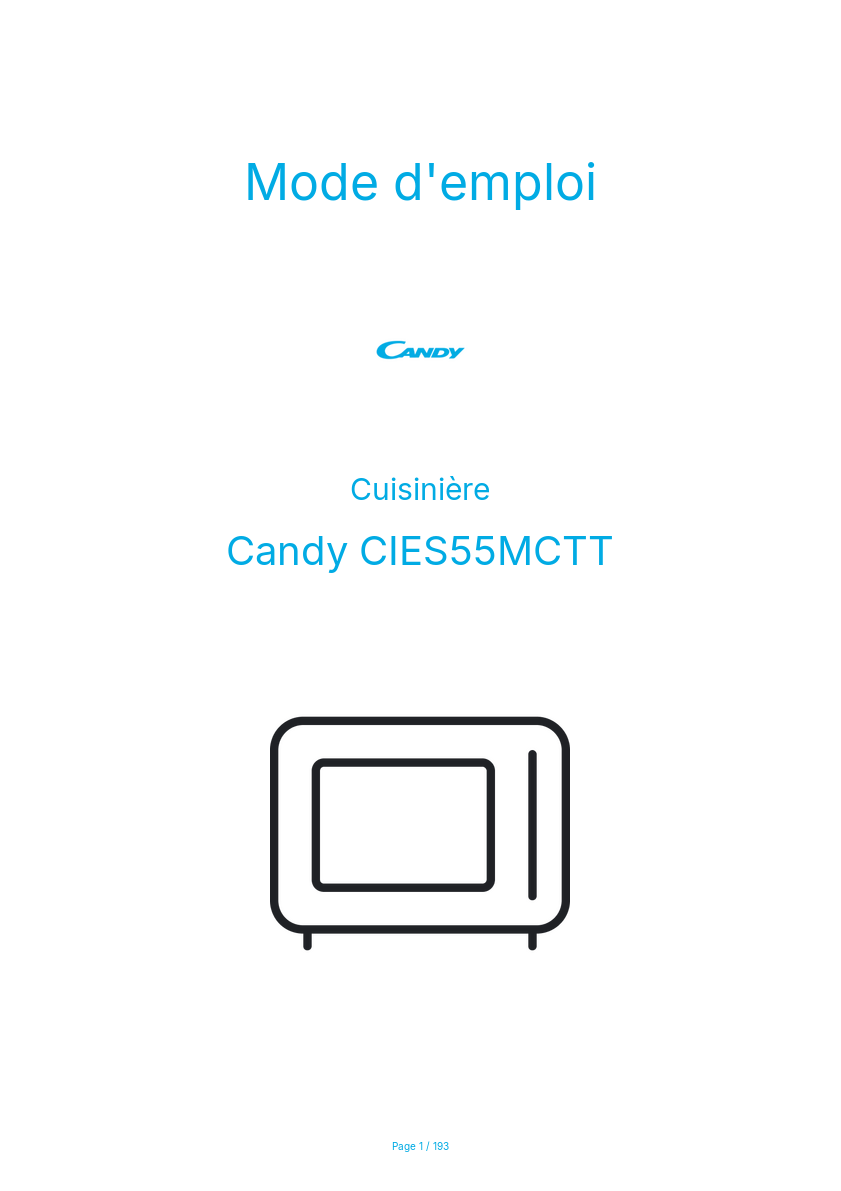 Image de la première page du manuel de l'appareil CIES55MCTT