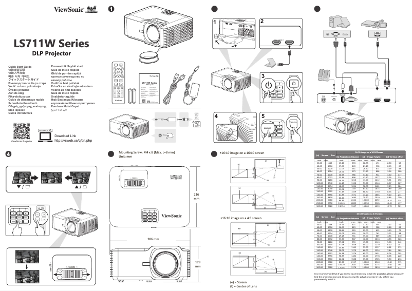 Page 1 de la notice Guide de démarrage rapide Viewsonic LS711W