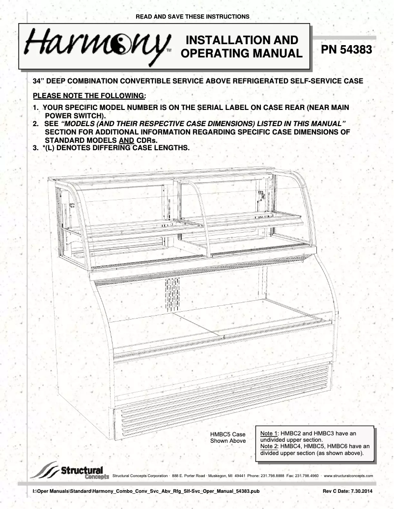 Página 1 del manual Manual de usuario Structural Concepts HMBC2-QS