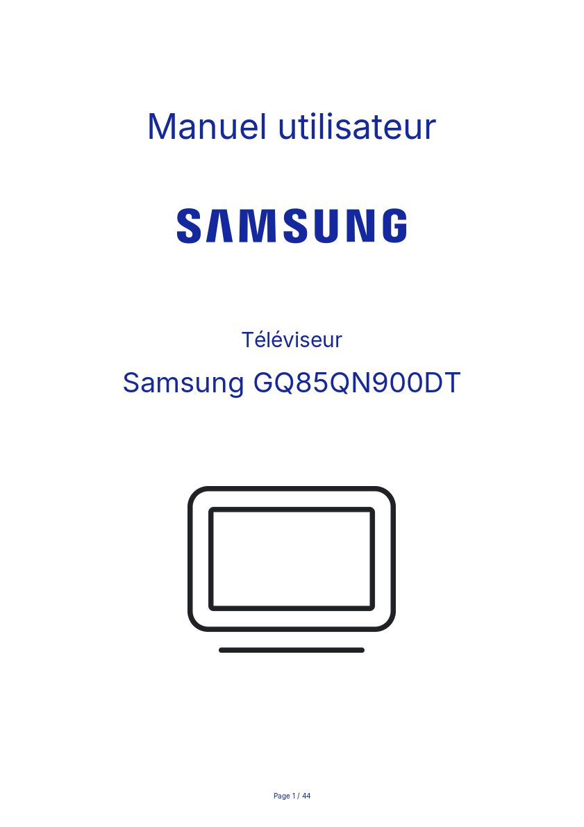 Image de la première page du manuel de l'appareil GQ85QN900DT