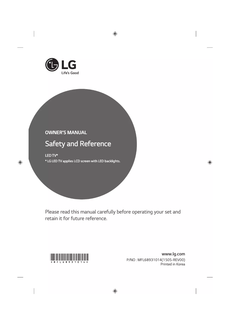 Page n°1 - Manuel utilisateur LG 60UF7709