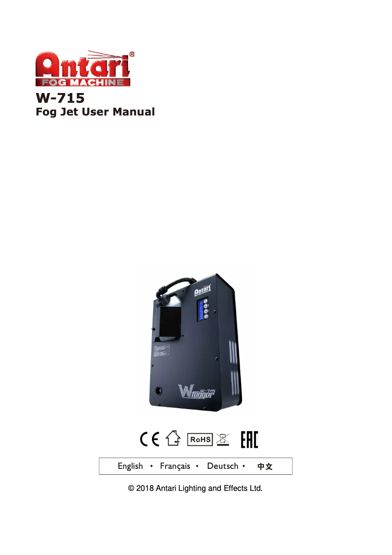 Page 1 de la notice Manuel utilisateur Antari W-715