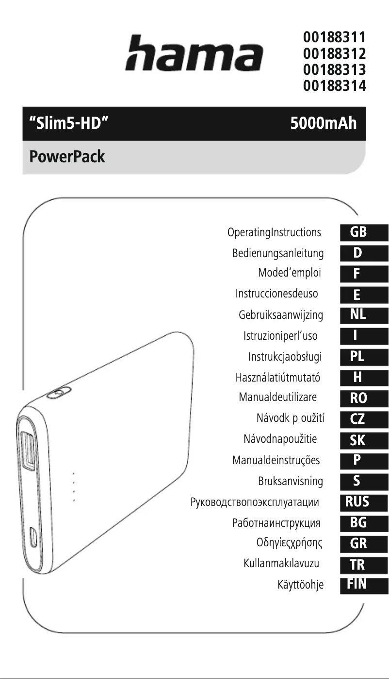 Page n°1 - Manuel utilisateur Hama SLIM 5HD 00188312