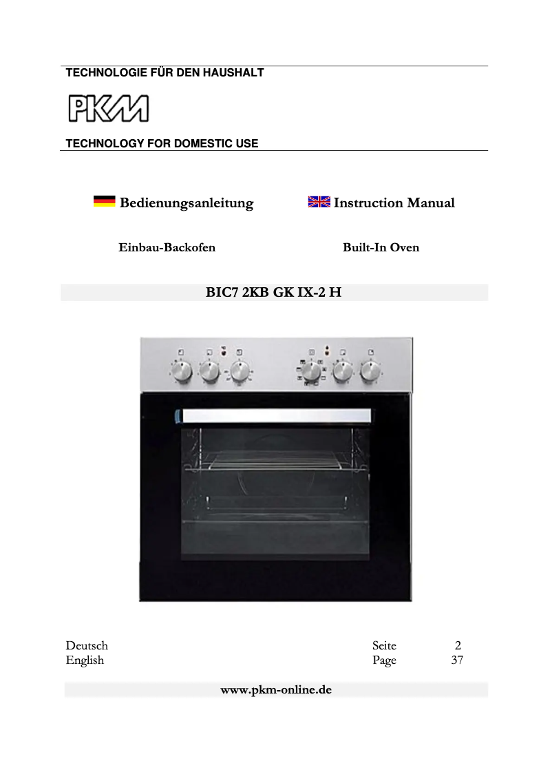 Page 1 de la notice Manuel utilisateur PKM BIC7-2KB GK IX-2 H