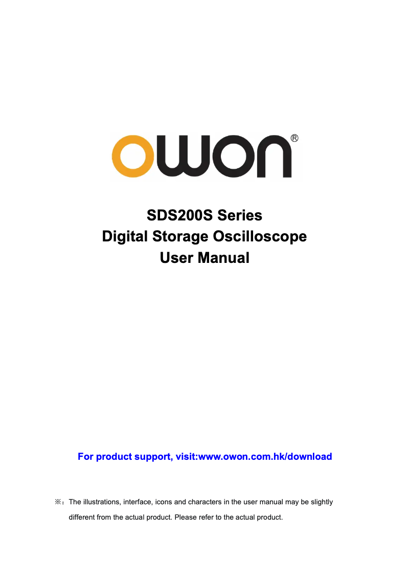 Page 1 de la notice Manuel utilisateur Owon SDS200