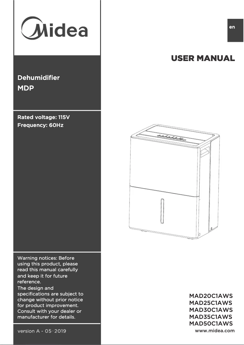Image de la première page du manuel de l'appareil MAD50C1AWS