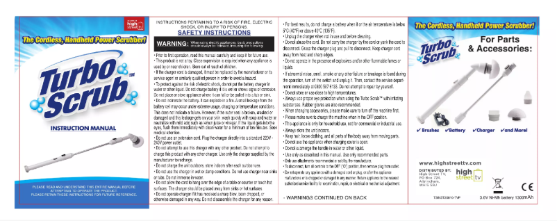 Page 1 de la notice Manuel utilisateur Turbo Scrub Cordless