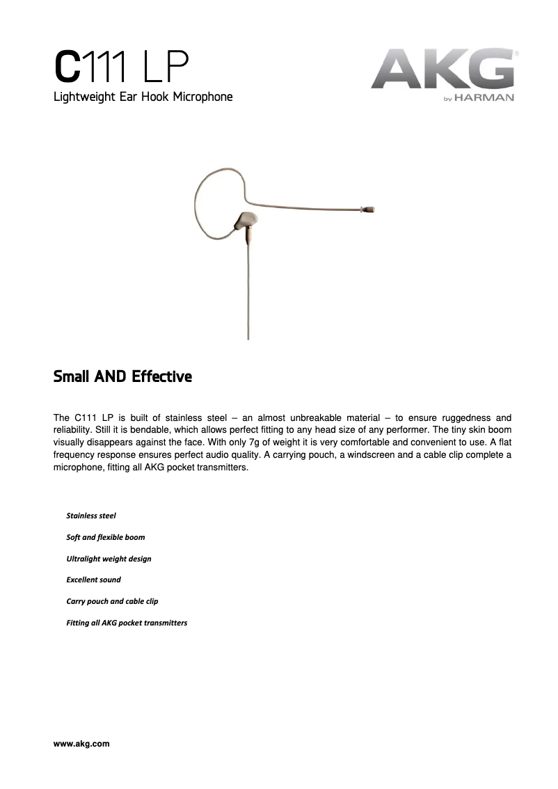 Page 1 de la notice Manuel utilisateur AKG C111 LP