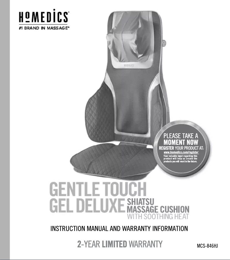 Page 1 de la notice Manuel utilisateur Homedics MCS-846HJ