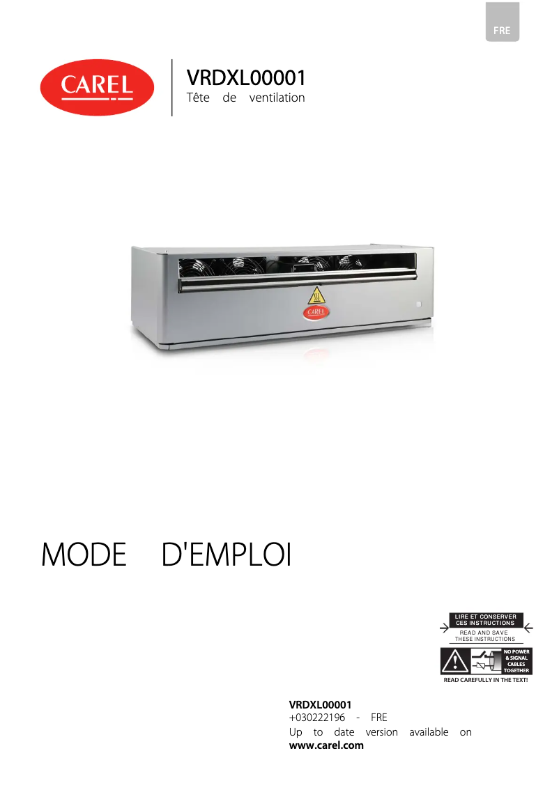 Imagen de la primera página del manual del dispositivo VRDXL00001