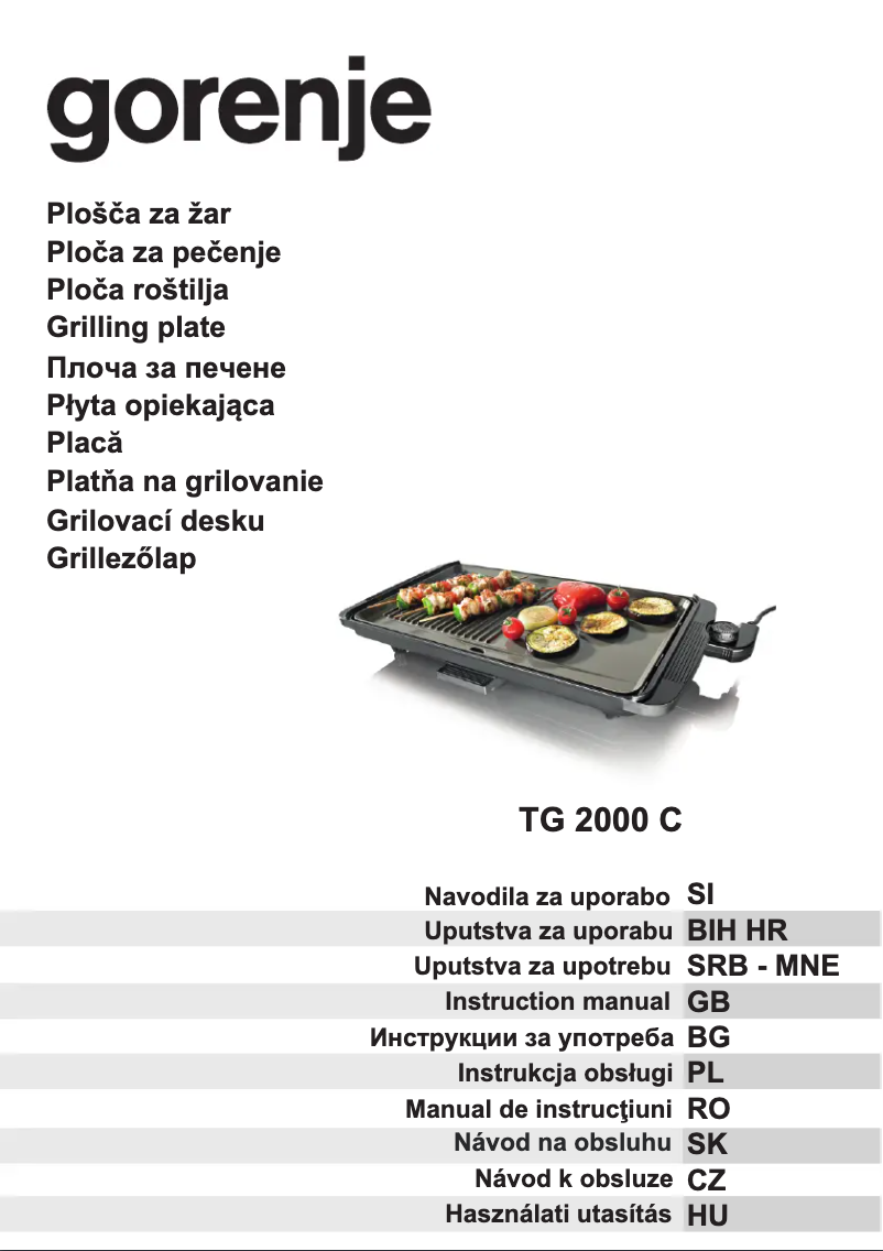 Page n°1 - Manuel utilisateur Gorenje TG2000C
