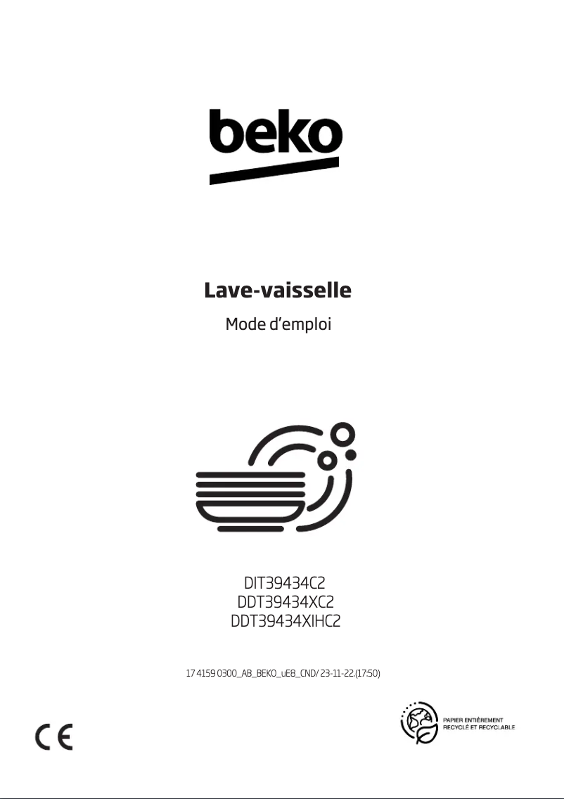 Page 1 de la notice Manuel utilisateur Beko DDT39434XIHC2