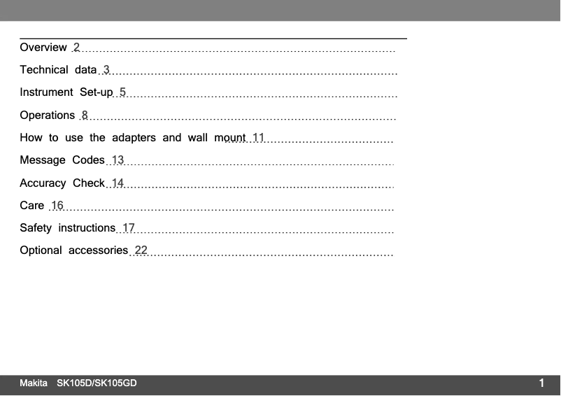 Page 1 de la notice Manuel utilisateur Makita SK105D