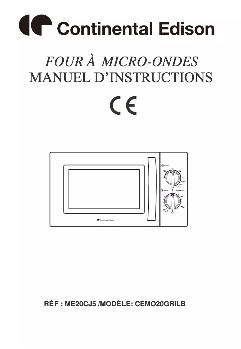 Page n°1 - Manuel utilisateur Continental Edison CEMO20GRILB