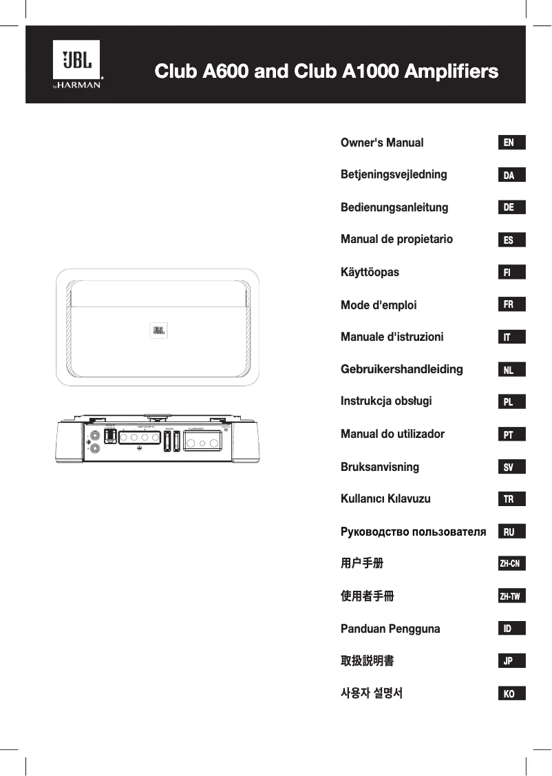 Page n°1 - Manuel utilisateur JBL Club A600