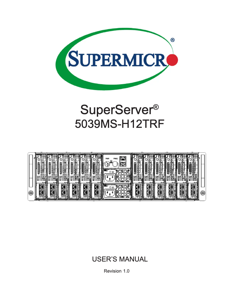 Page 1 de la notice Manuel utilisateur Supermicro SuperServer 5039MS-H12TRF