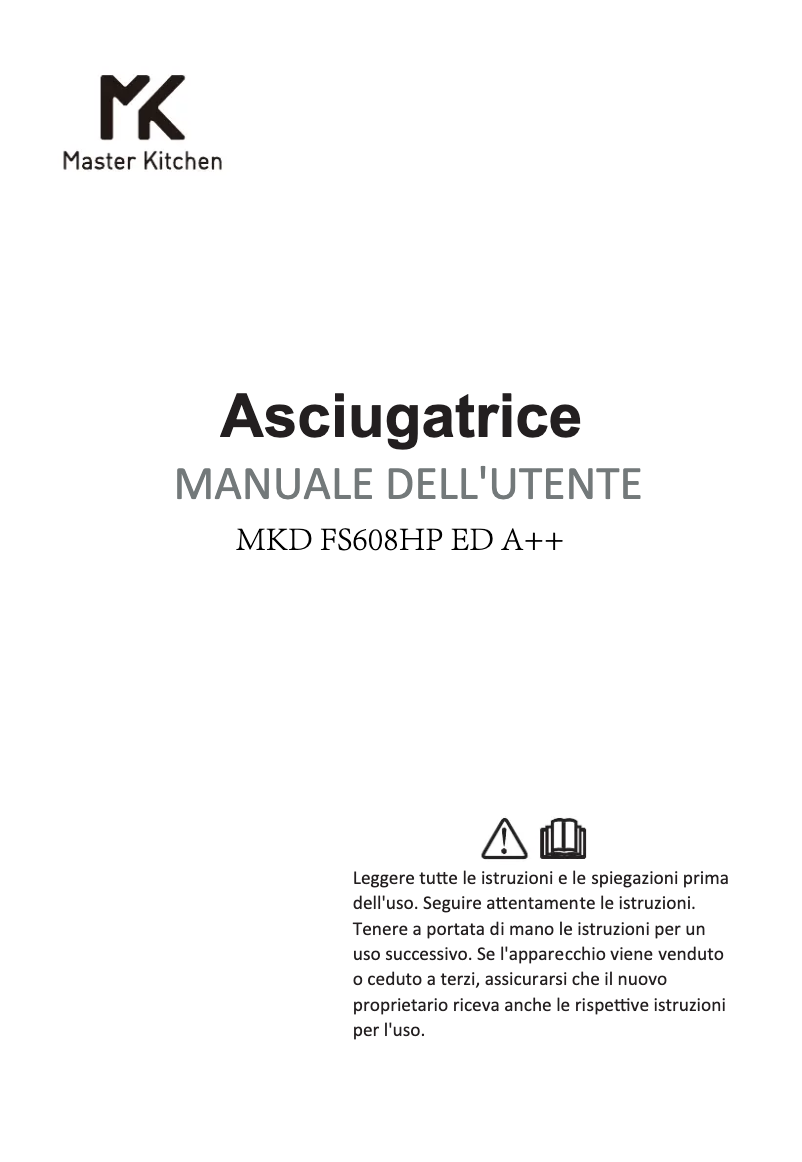 Page 1 de la notice Manuel utilisateur Master Kitchen MKD FS608HP ED A++