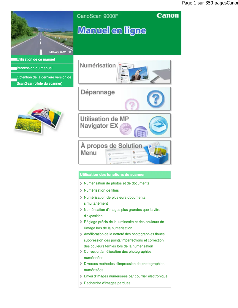 Image de la première page du manuel de l'appareil CanoScan 9000F