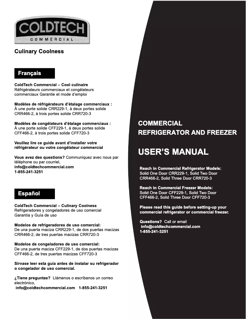 Page n°1 - Manuel utilisateur ColdTech CRR466-2