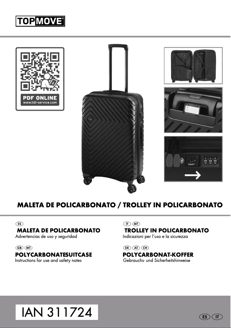 Page 1 de la notice Manuel utilisateur Topmove IAN 311724