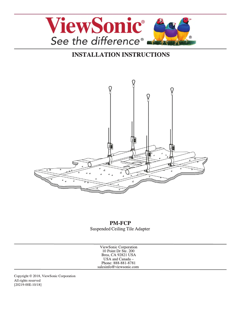 Page 1 de la notice Manuel utilisateur Viewsonic PM-FCP