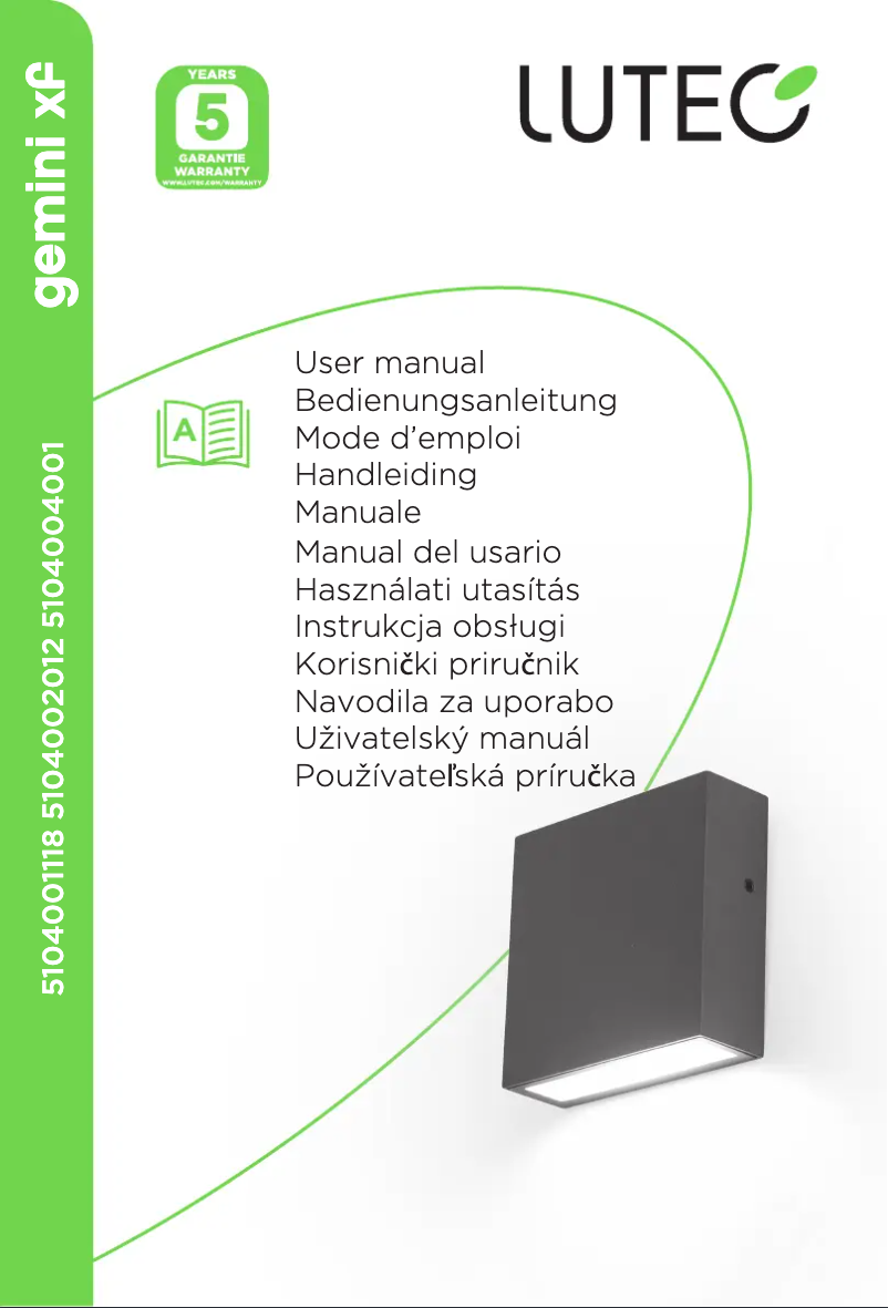 Page 1 de la notice Manuel utilisateur Lutec Gemini XF