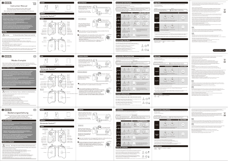 Page n°1 - Manuel utilisateur Hori Split Pad Pro Nintendo Switch