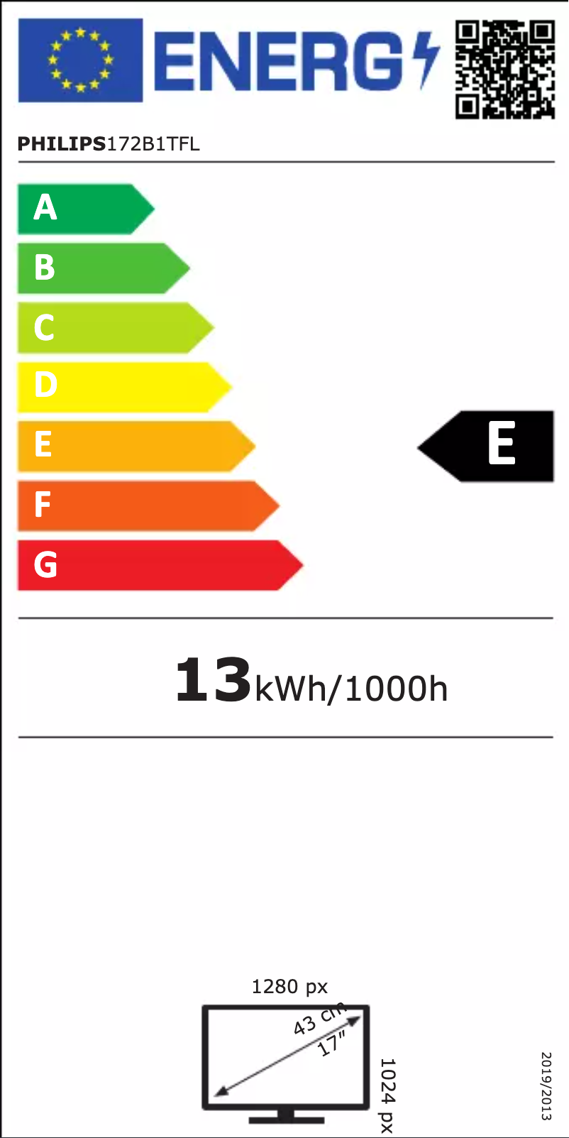 Page 1 de la notice Label énergétique Philips 172B1TFL