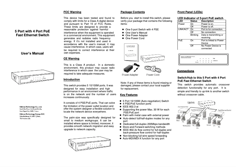Page n°1 - Manuel utilisateur Edimax ES-5804PH