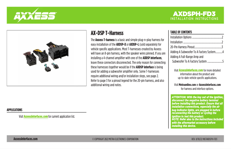 Page 1 de la notice Manuel utilisateur AXESS AXDSPH-FD3