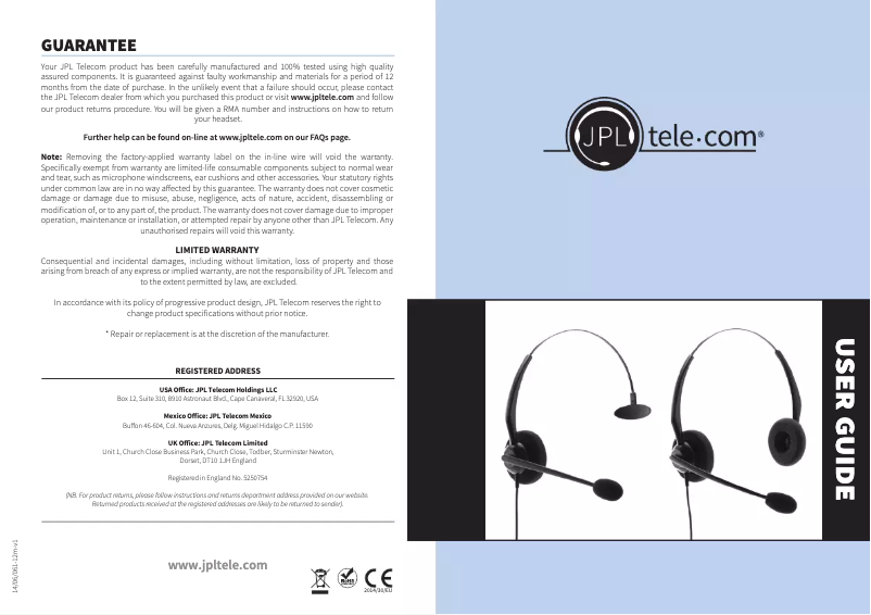 Page n°1 - Manuel utilisateur JPL 100-M