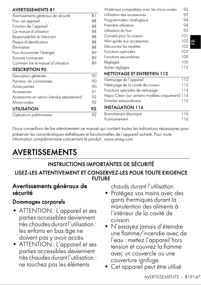 Page n°1 - Manuel utilisateur Smeg SO6302M2N