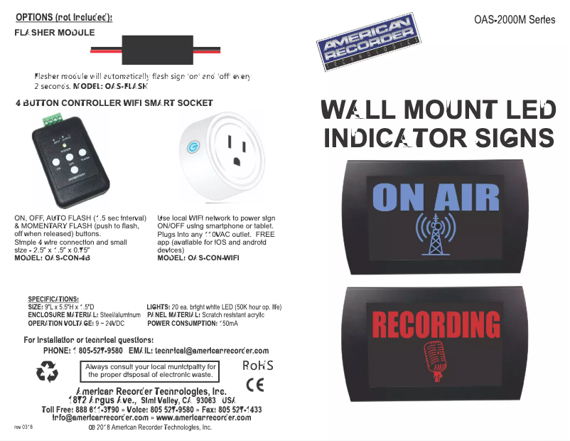 Image de la première page du manuel de l'appareil OAS-2001MSP