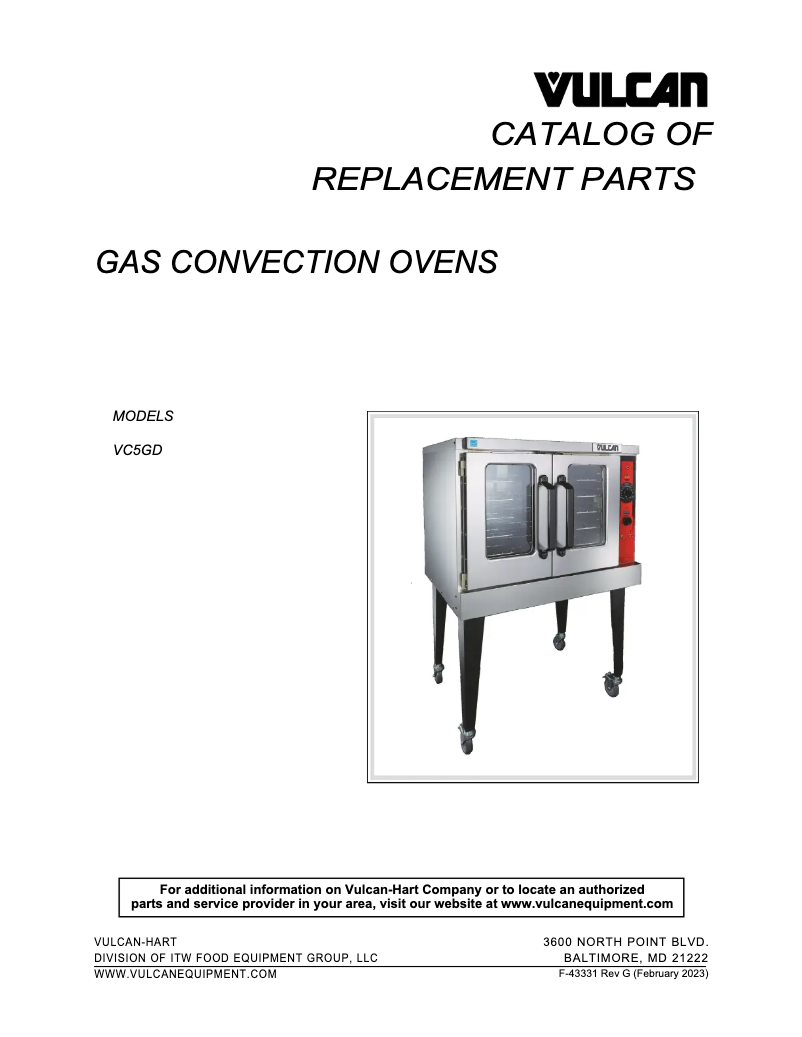 Page 1 de la notice Catalogue Vulcan VC55GD