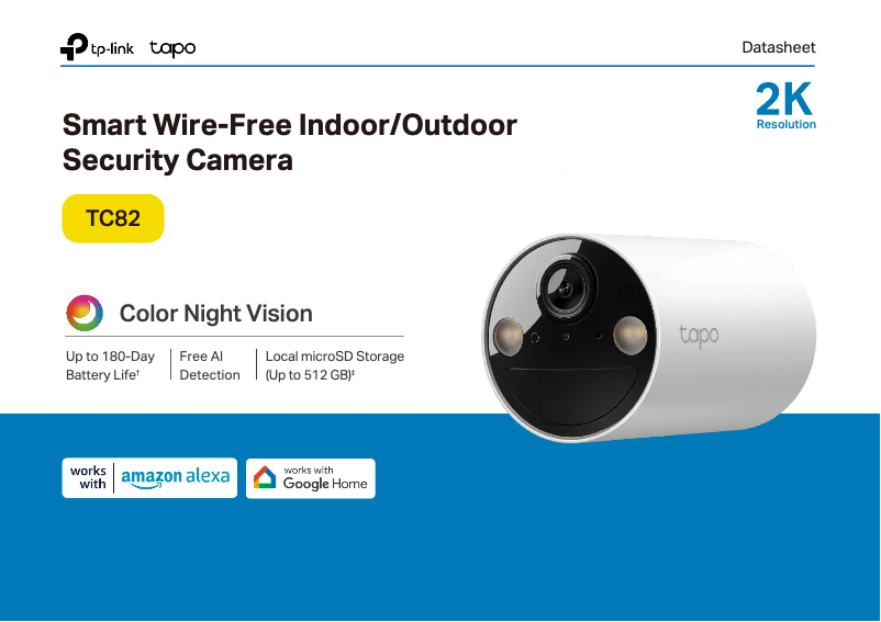 Page n°1 - Fiche technique TP-Link Tapo TC82